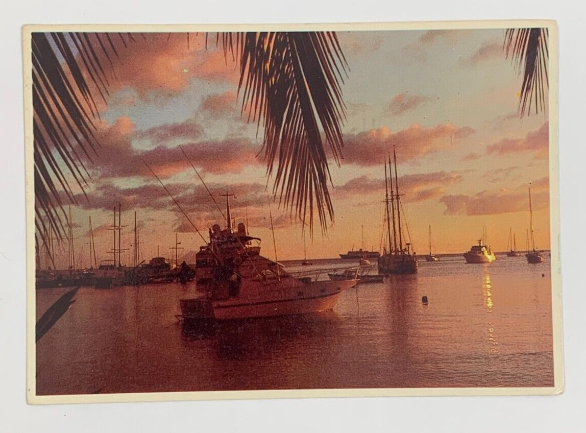 Sunset over Great Bay Philipsburg St Maarten Netherlands Antilles Postcard