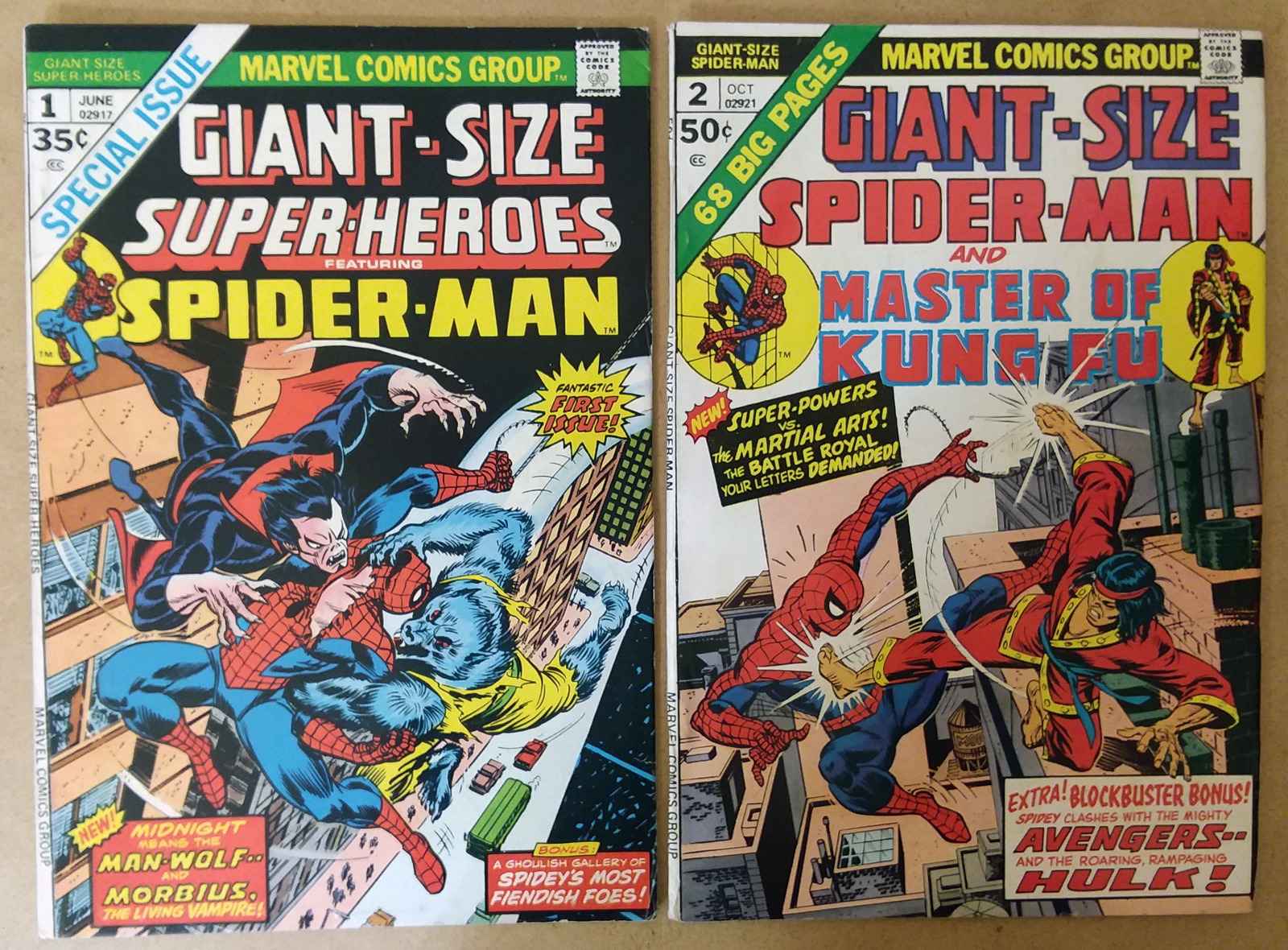 Giant-Size Super-Heroes #1 Giant-Size Spider-Man #2 (1974, Marvel) FN Lot of 2