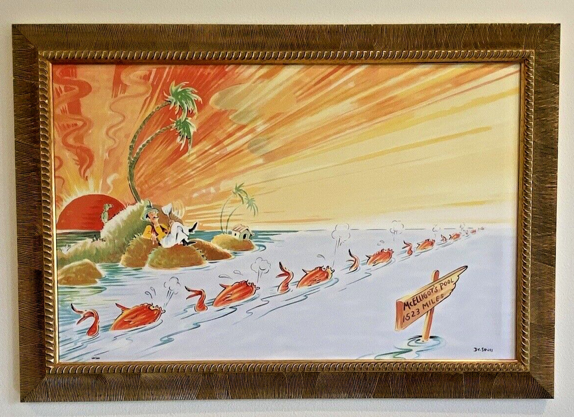 Dr.Seuss Art Theodor Geisel Racing North to Get Cool Ltd Ed. Serigraph on Canvas