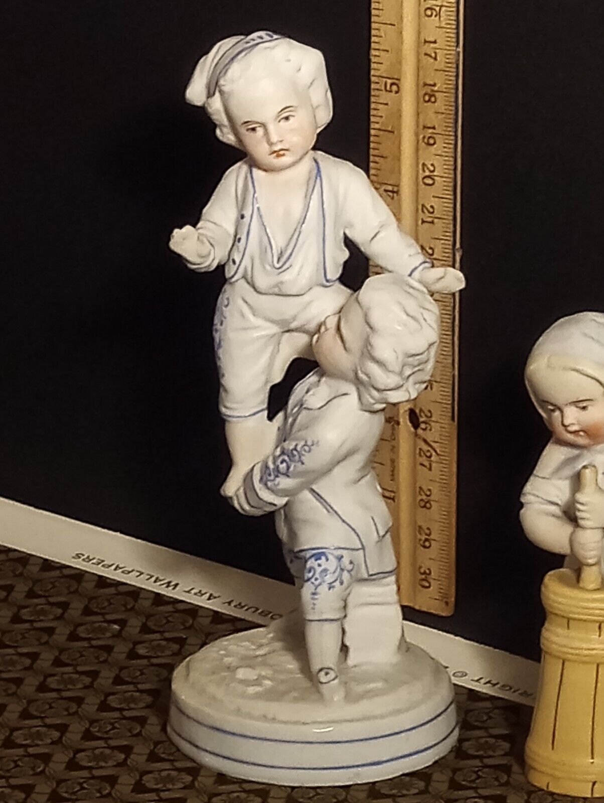 vintage 1850 antique porcelain 2 boys climbing french figurine victorian