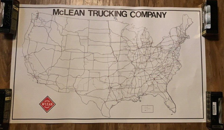 Vintage Mclean Trucking Company Route Map