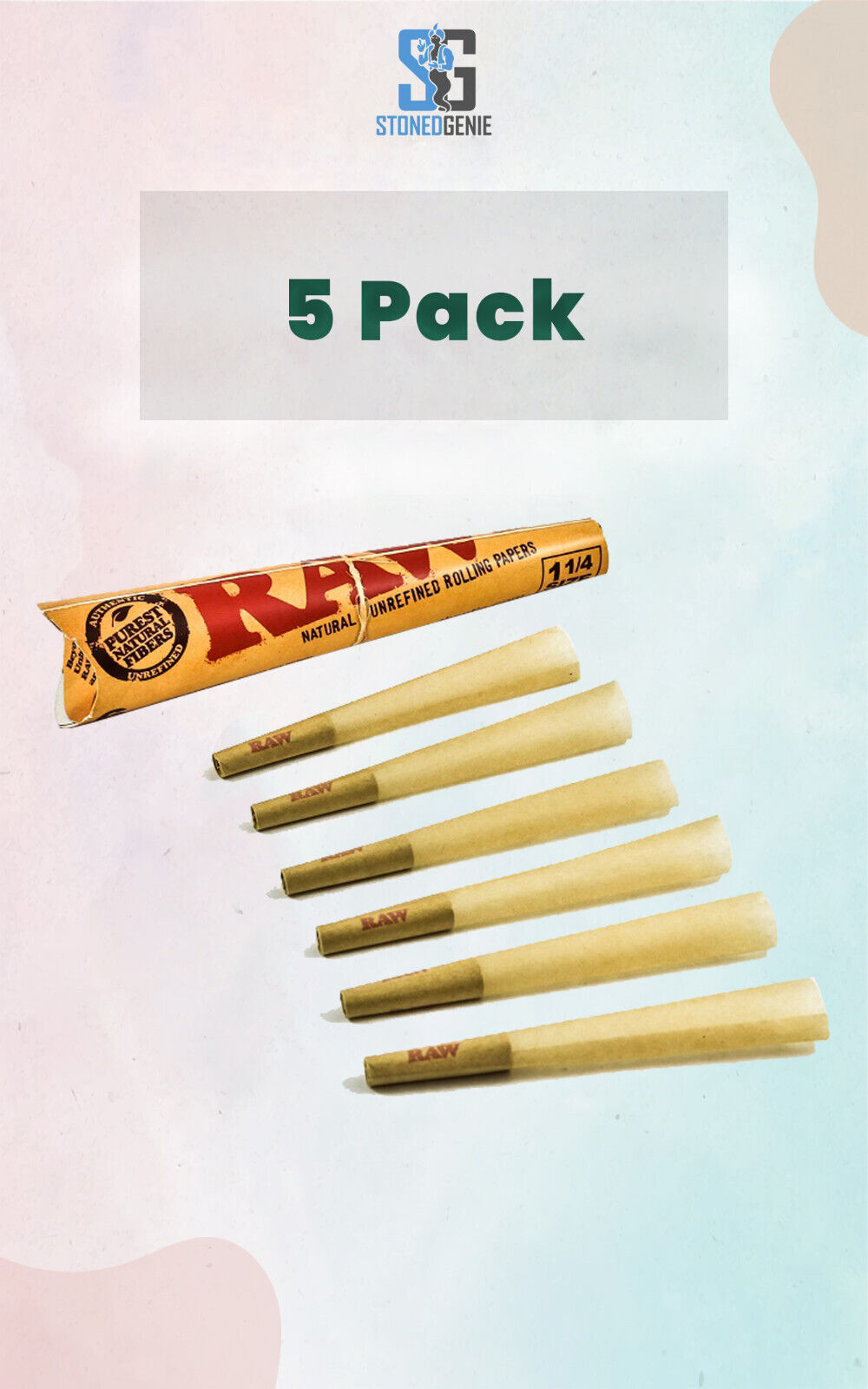 Raw Classic 1 1/4 Pre Rolled Cones 6 Pack - Authentic Raw Product - 5 PACK