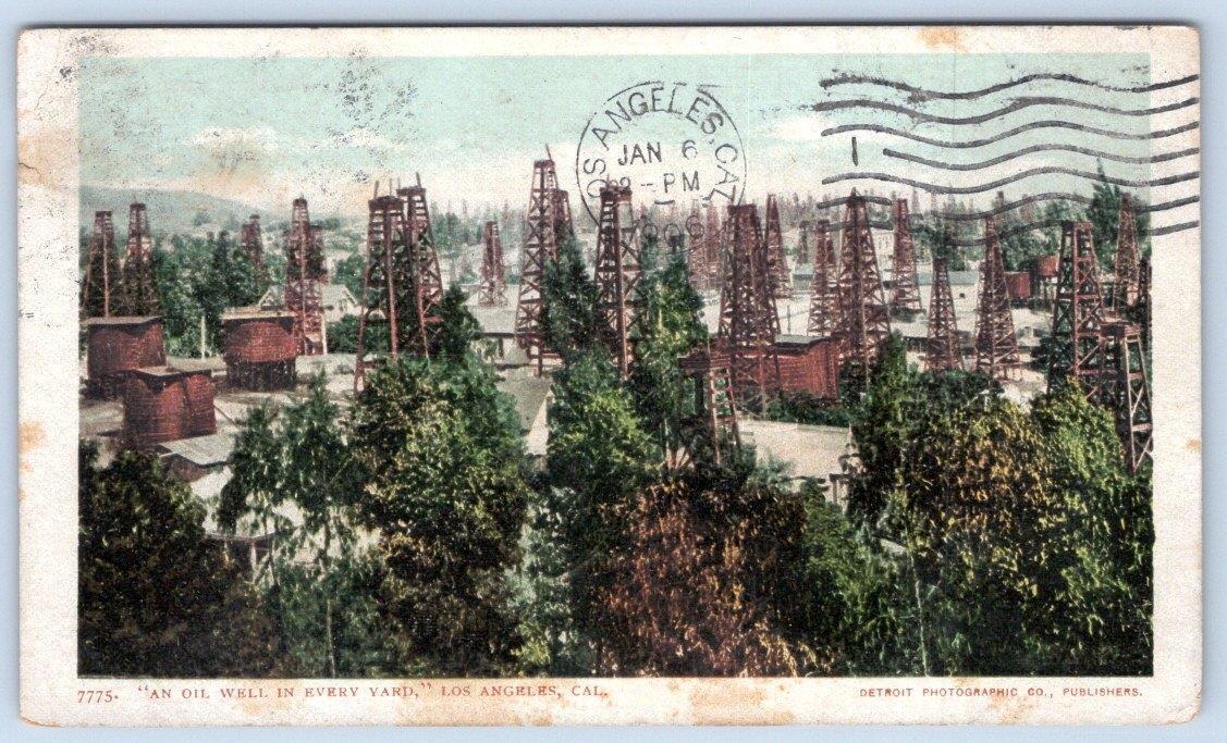1906 LOS ANGELES CALIFORNIA*AN OIL WELL IN EVERY YARD*DETROIT PHOTOGRAPHIC CO