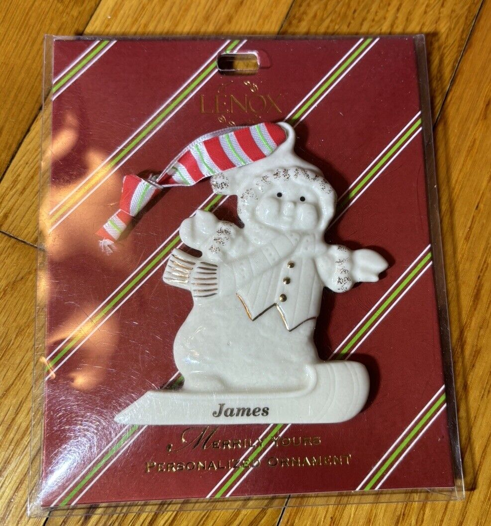 Lenox Merrily Yours Personalized Christmas Ornament Snowman James
