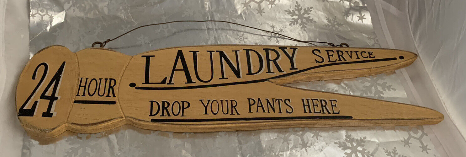❤️Laundry Room Decor Sign Wood Laundry Room Wall Sign “Drop Your Pants Here”