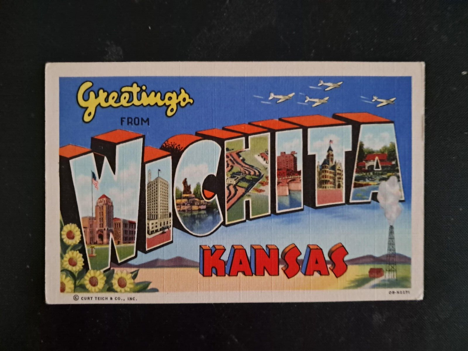GREETINGS FROM WICHITA KANSAS Large Letter Postcard