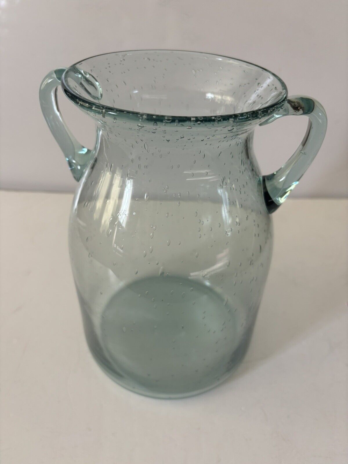Unique Bubble Glass Flower Vase With Pale Green Coloring