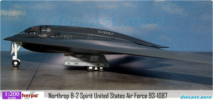 **RARE** Northrop B-2 Spirit United States Air Force 93-1087 Herpa Wings 1:200