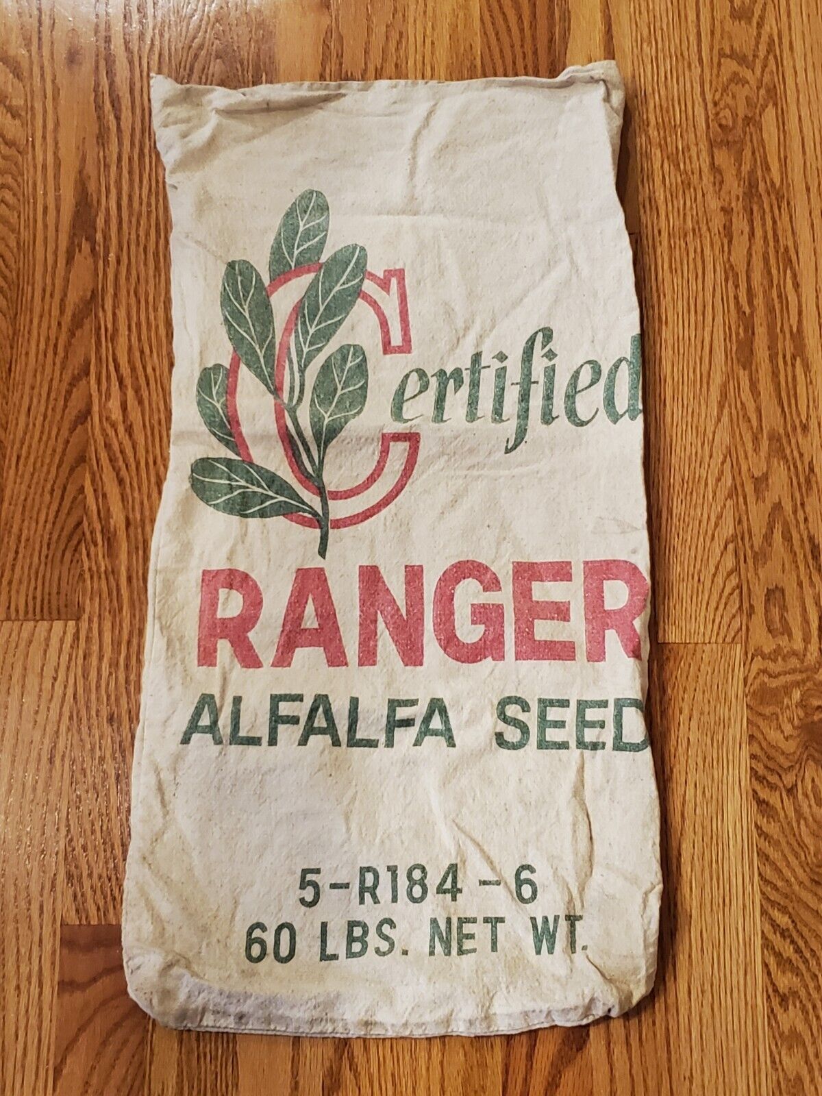 Vintage Certified Ranger Alfalfa Seed Cloth Bag 5-R184-6, 60 lbs.