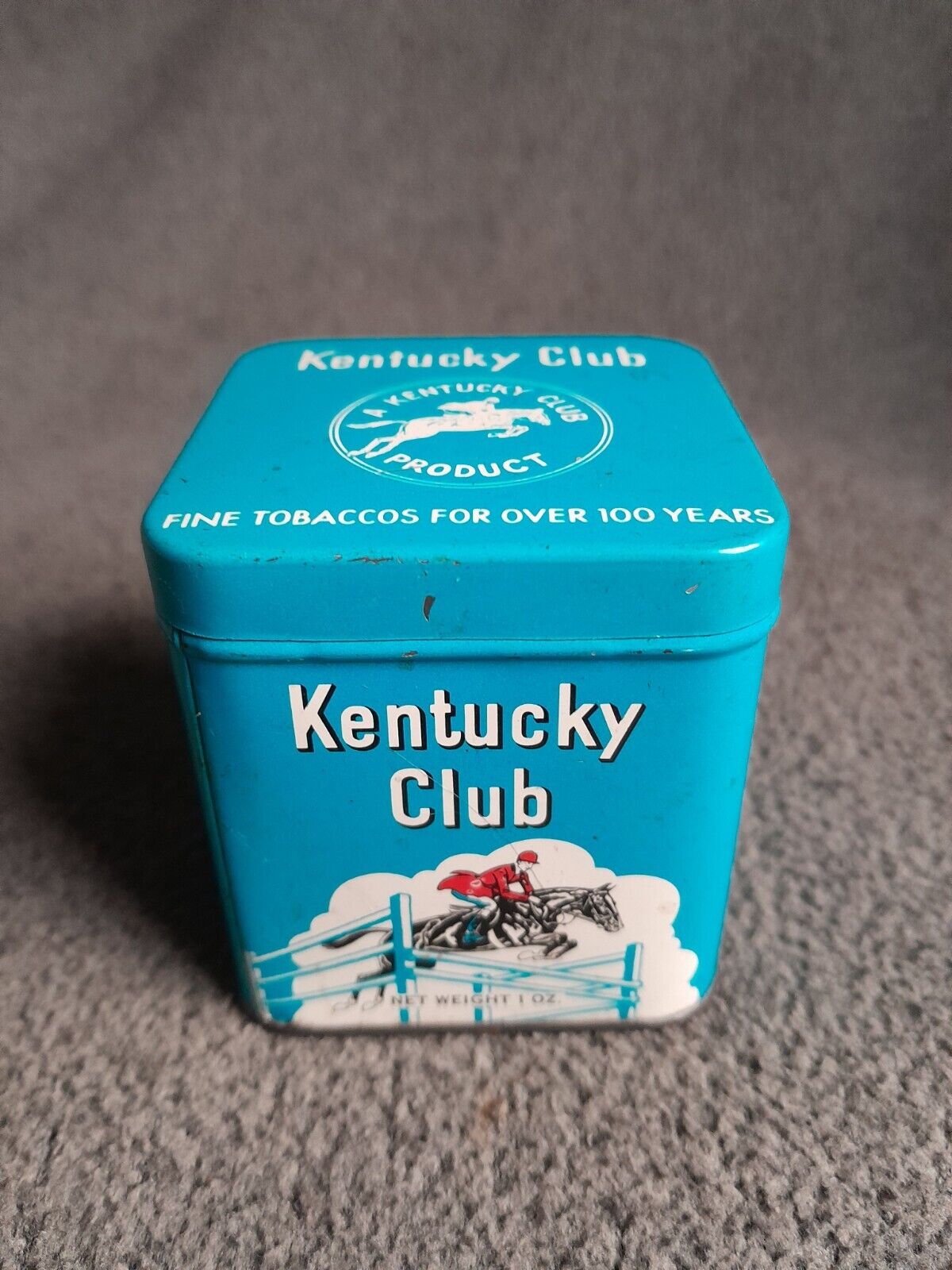 Vintage Blue Kentucky Club Tobacco 1 Oz Tim Can Empty Great Condition 