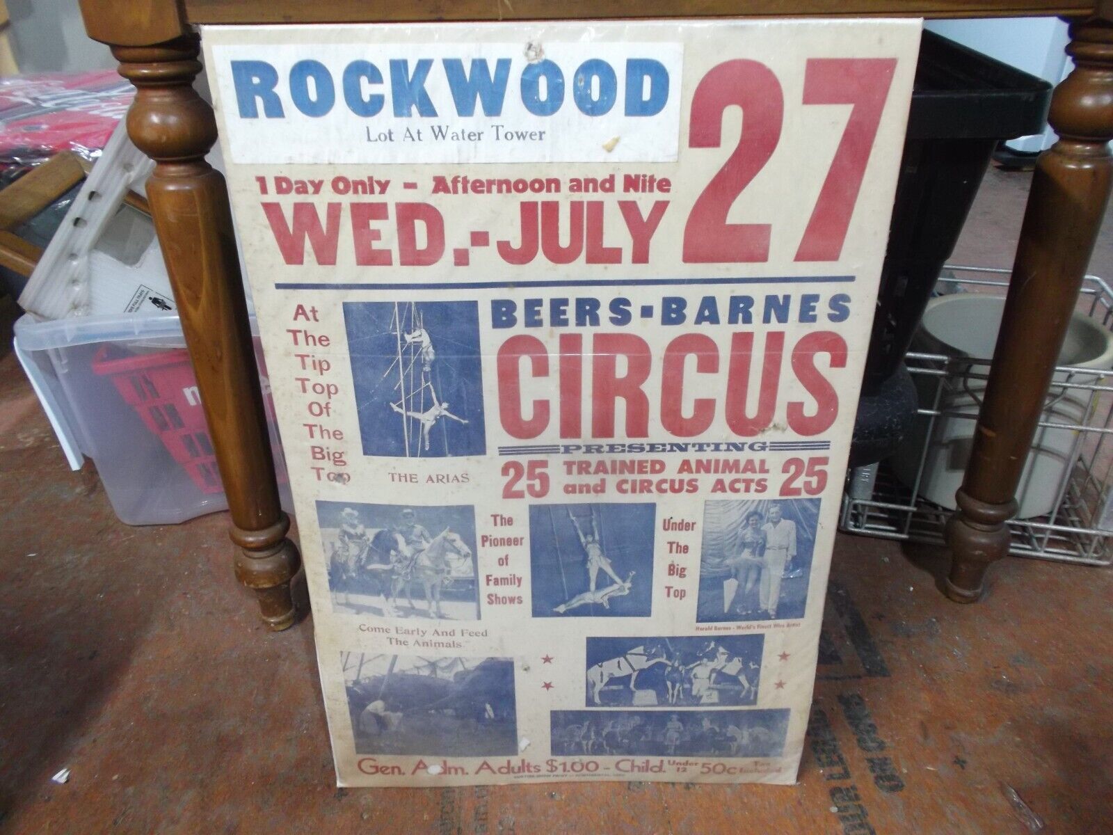 Original Vintage Beers Barnes Circus Poster Elephants-Chimps-Horses-Pretty Girls