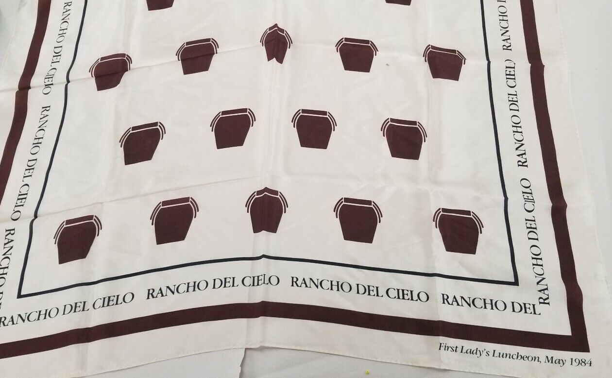 Rare Nancy Reagan 1984 First Lady's Luncheon Rancho Del Cielo Vera Silk Scarf 