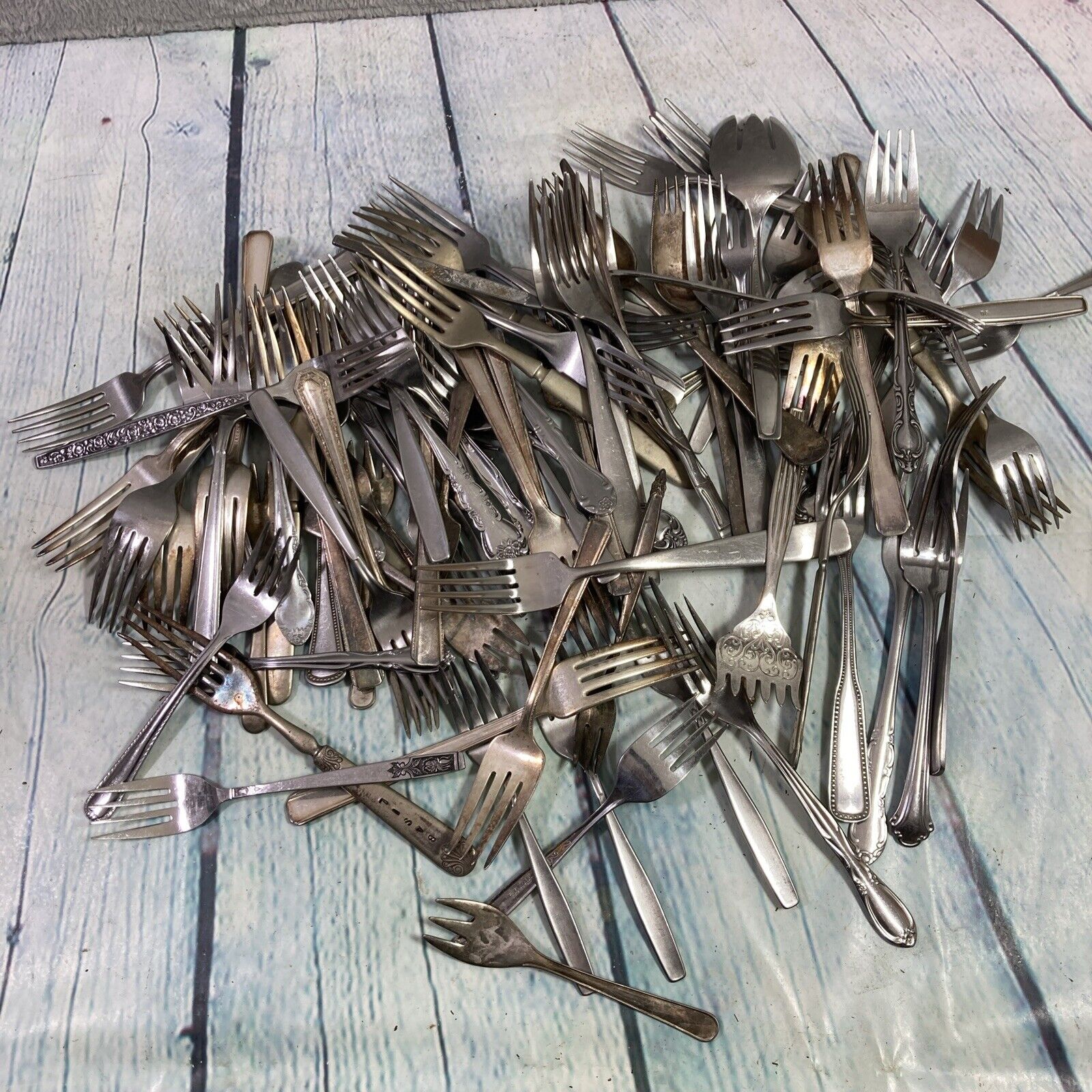 80+ Stainless Silverplate Forks Crafting Lot Flatware Silverware Various Sizes