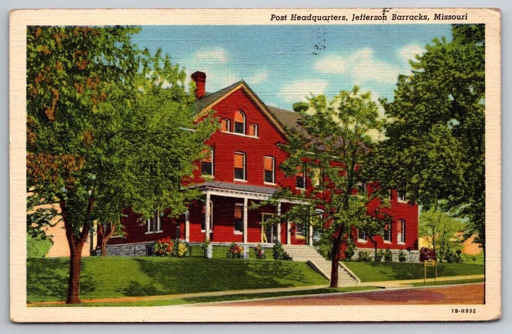 eStampsNet - Postcard Jefferson Barracks, Missouri MO Post Headquarters 1942
