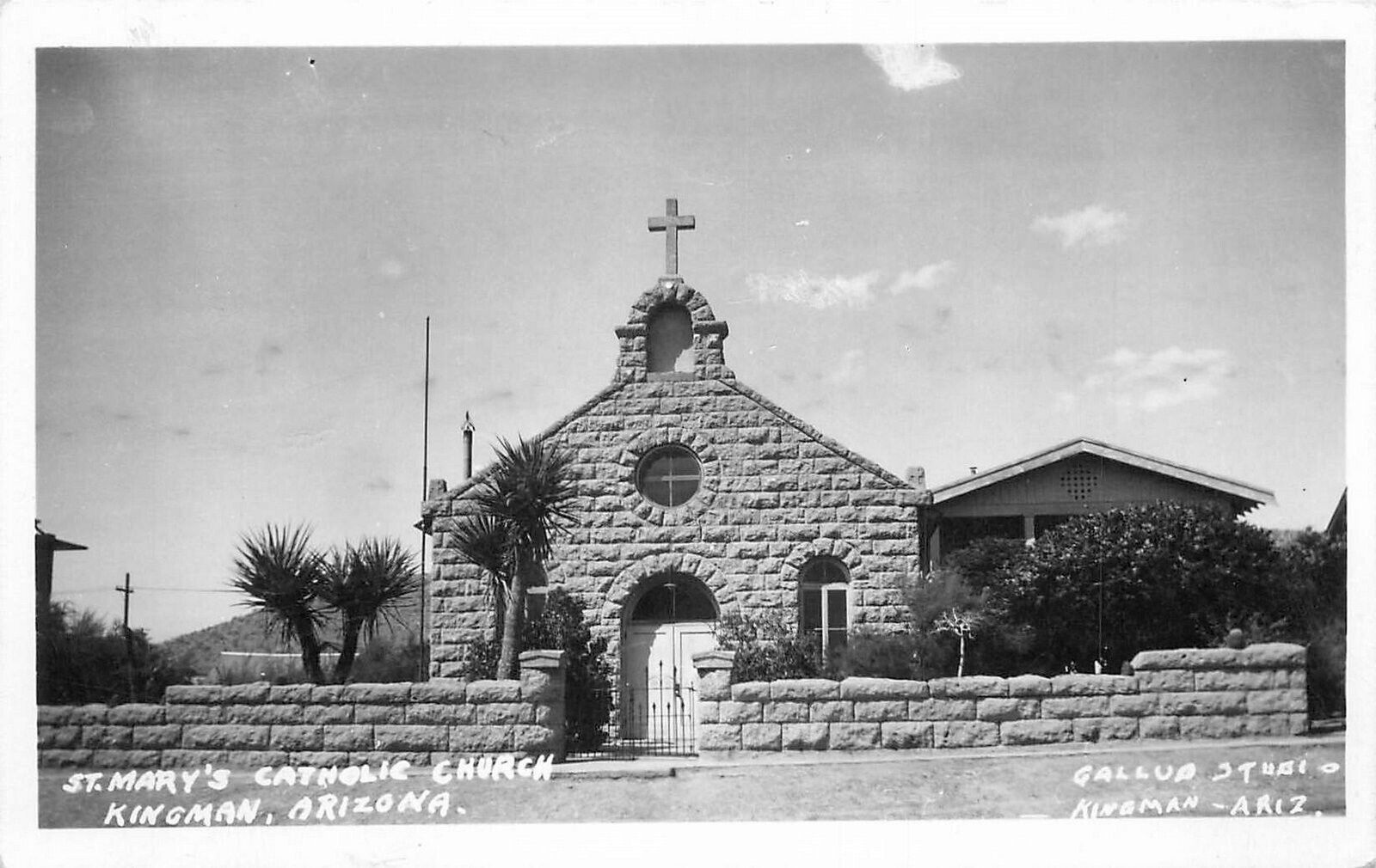 Postcard RPPC Arizona Kingman St. May\'s Catholic Church Gallup Studios 23-5810
