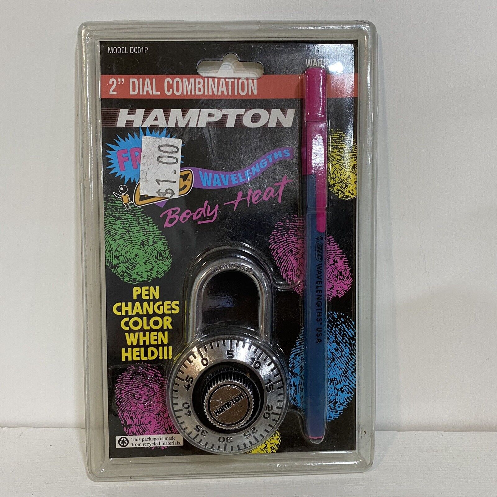 Vintage Bic Wavelengths Body Heat Color Changing Pen & Hampton Combination Lock