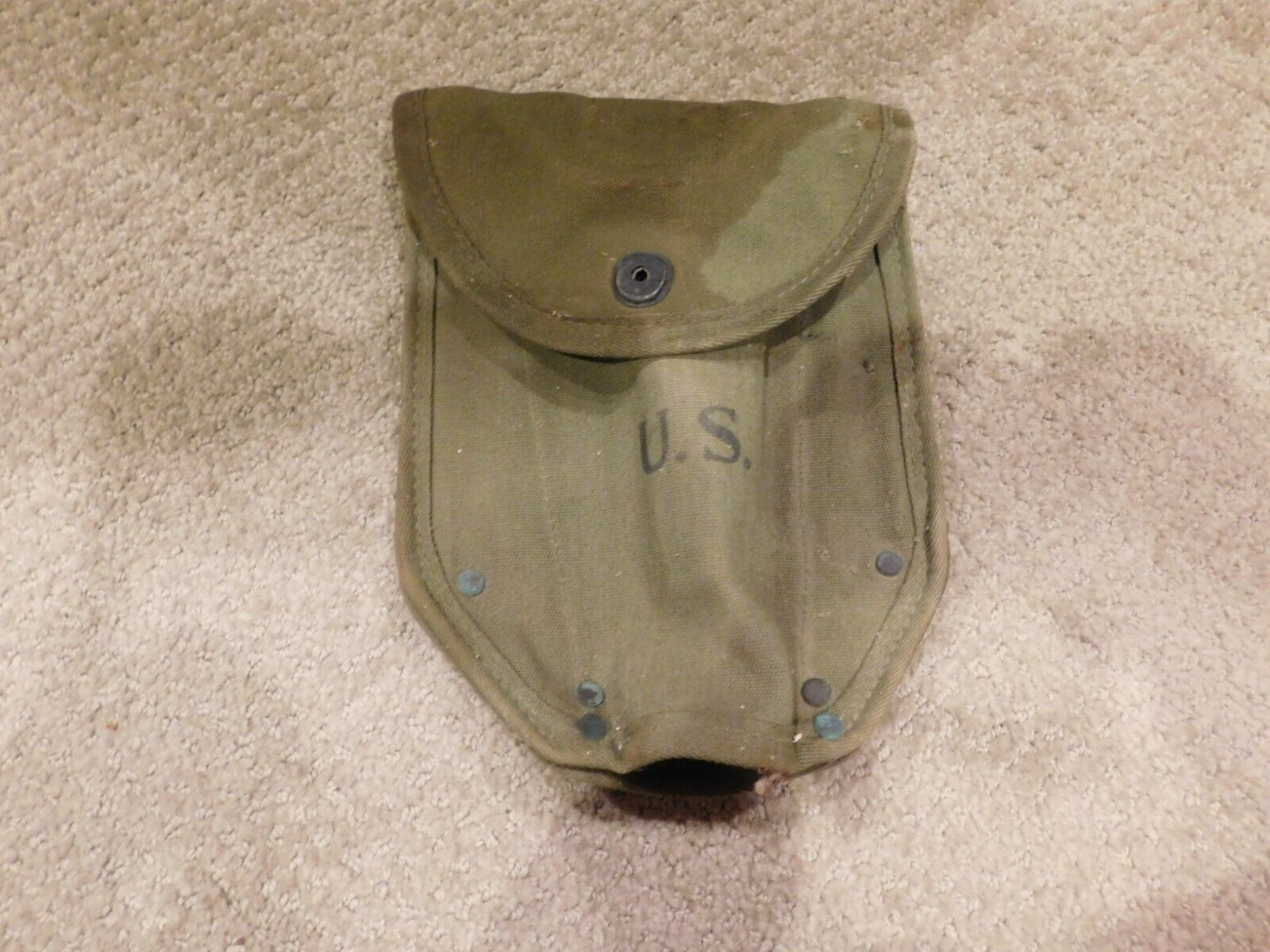 Rare WWII US M1943 Folding Shovel E-Tool Cover 1945 Dated DAVE MFG Co - Very G