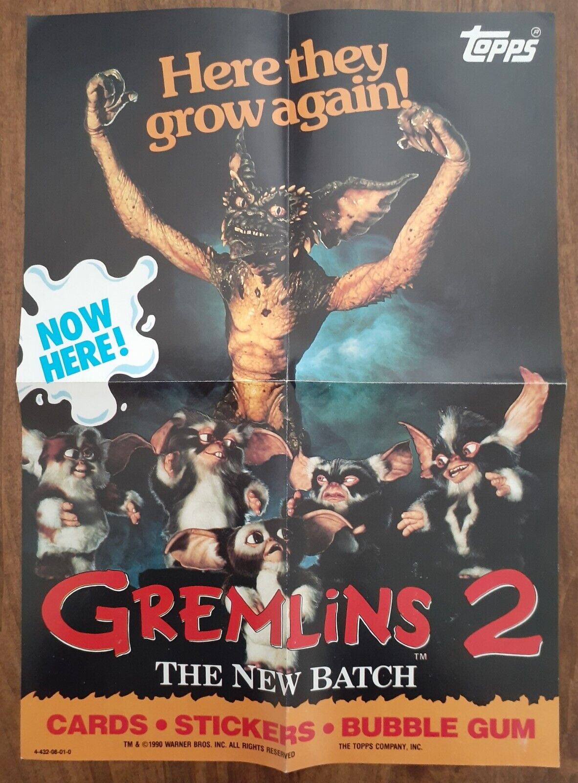 Topps 1989 GREMLINS II Trading Card Store Display Poster 10 x 14 Mint Condition