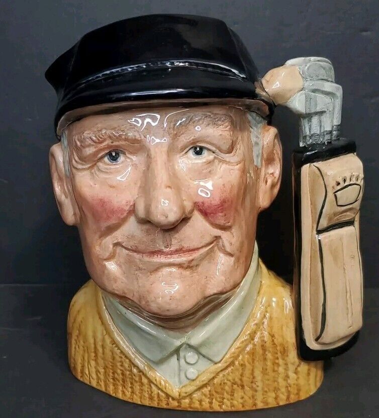 Golfer Head Mug Toby Jug Vintage 1970 England Royal Doulton D6627