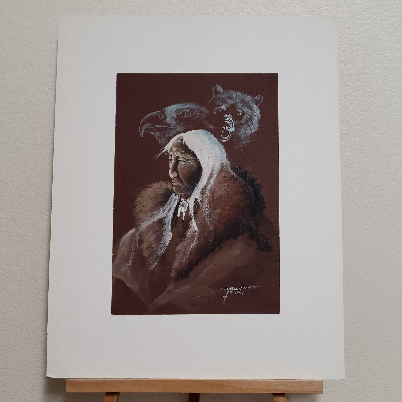 Bemic Nelson Yellowman Navajo Gauche Painting 1979 Native American Art 14x10in