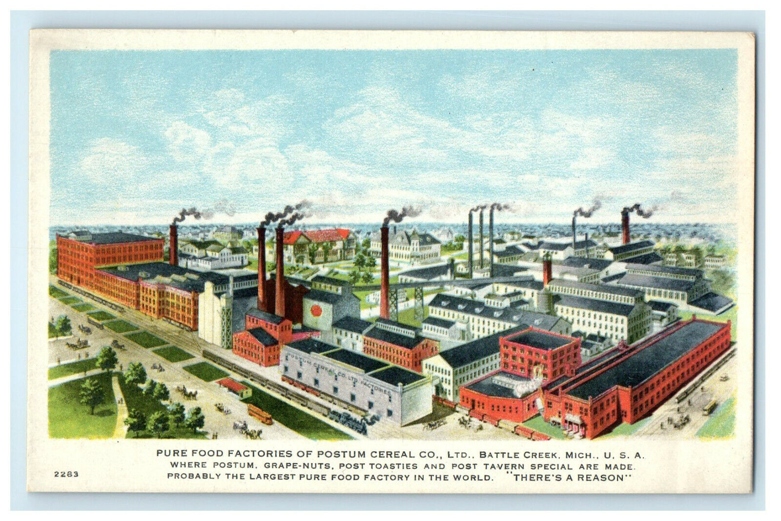 c1910s Factories of Postum Cereal Co. Battle Creek Michigan MI Antique Postcard