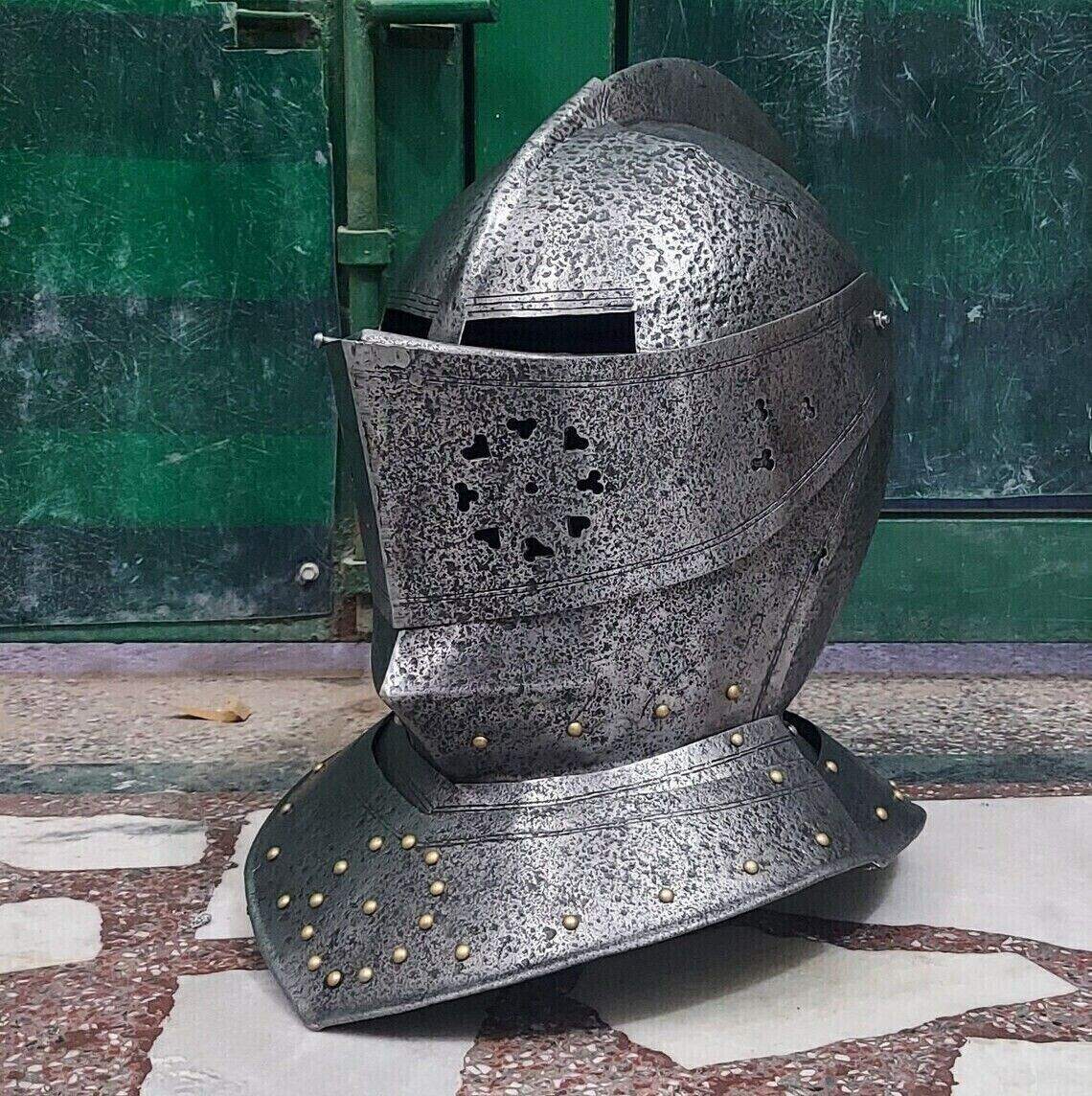 Christmas Medieval Knight Tournament Close Armor Helmet Replica Solid Steel