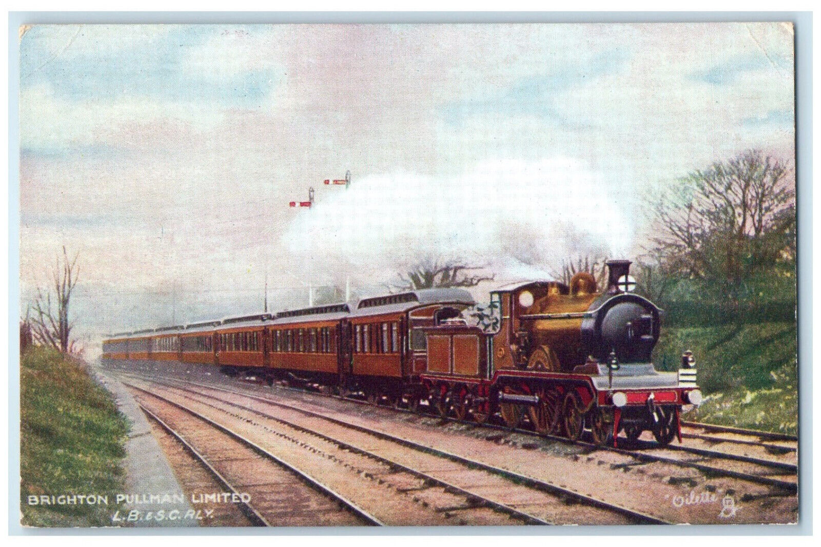 1976 Train Locomotive Brighton Pullman Limited London Oilette Tuck Art Postcard