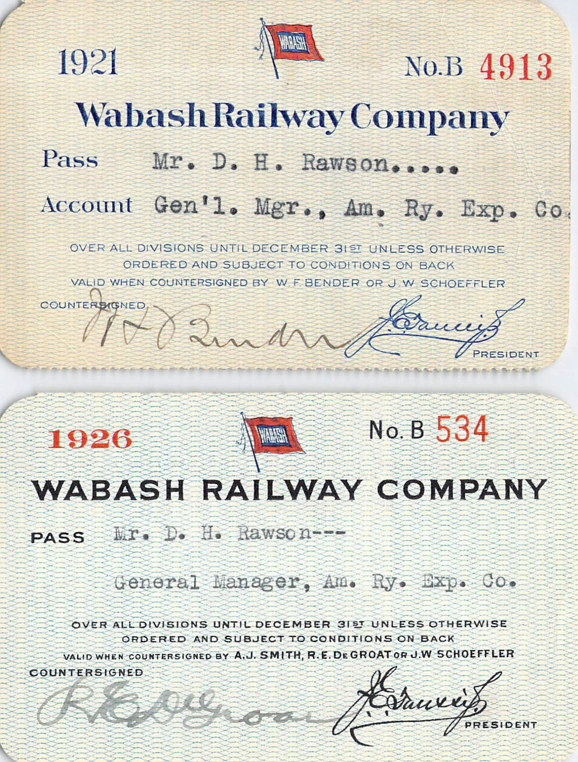 WABASH ARE EXPRESS AGT  RAILROAD RR RY RAILWAY PASS ccc