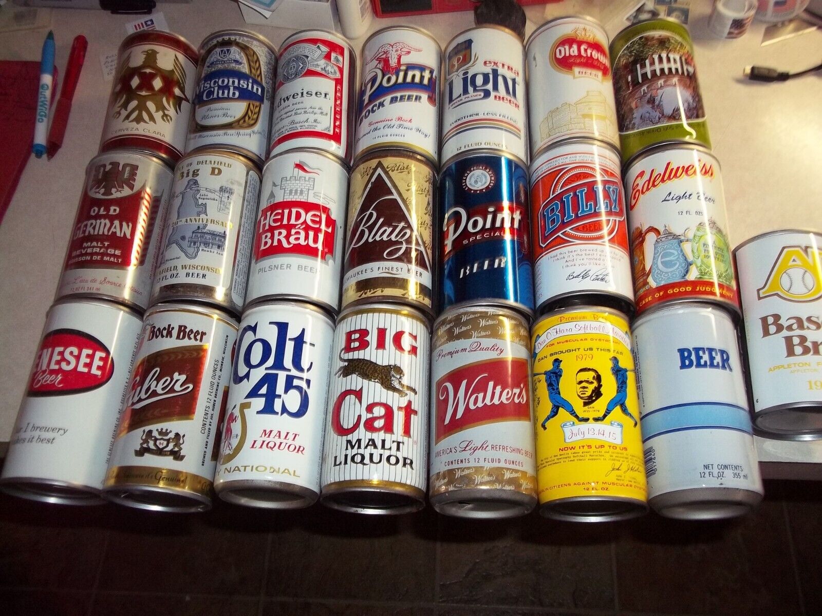 22 EMPTY Older STEEL BEER CANS - NICE SELECTION AT A GREAT PRICE
