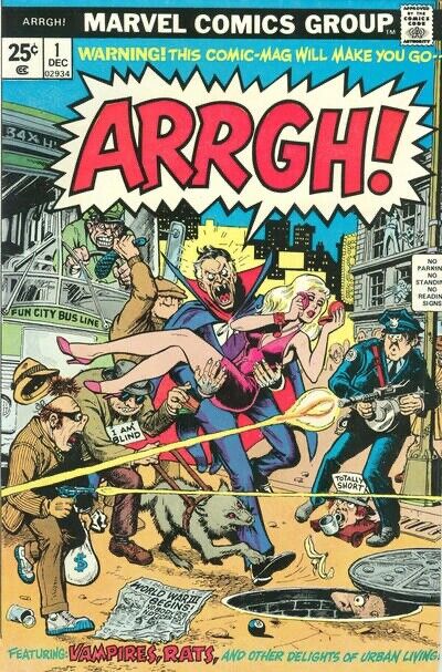 ARRGH #1 VG, Dracula, Monsters, Mad-Like Humor, Marvel Comics 1974 Stock Image
