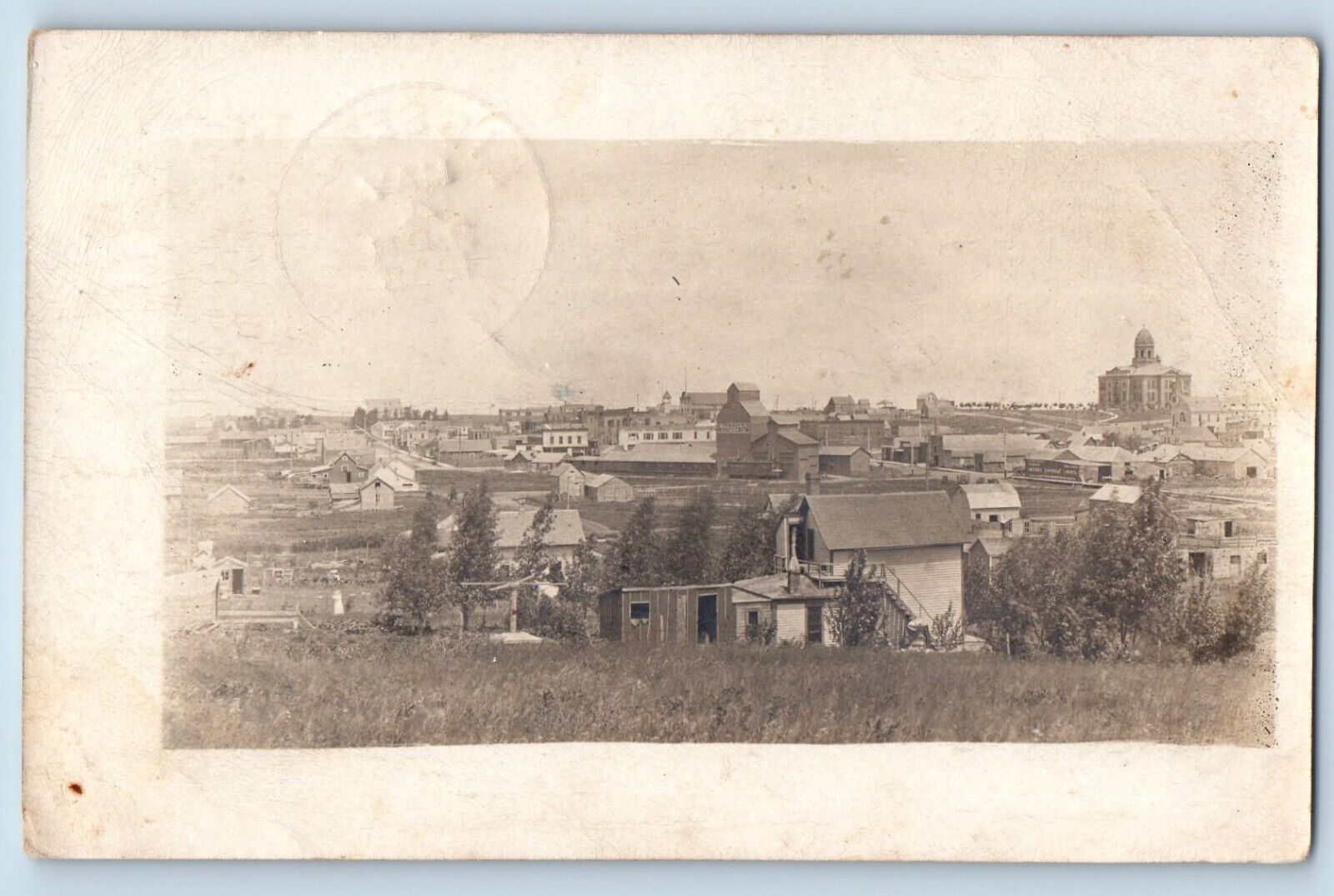 Sisseton South Dakota SD Postcard RPPC Photo Birds Eye View Houses 1908 Antique
