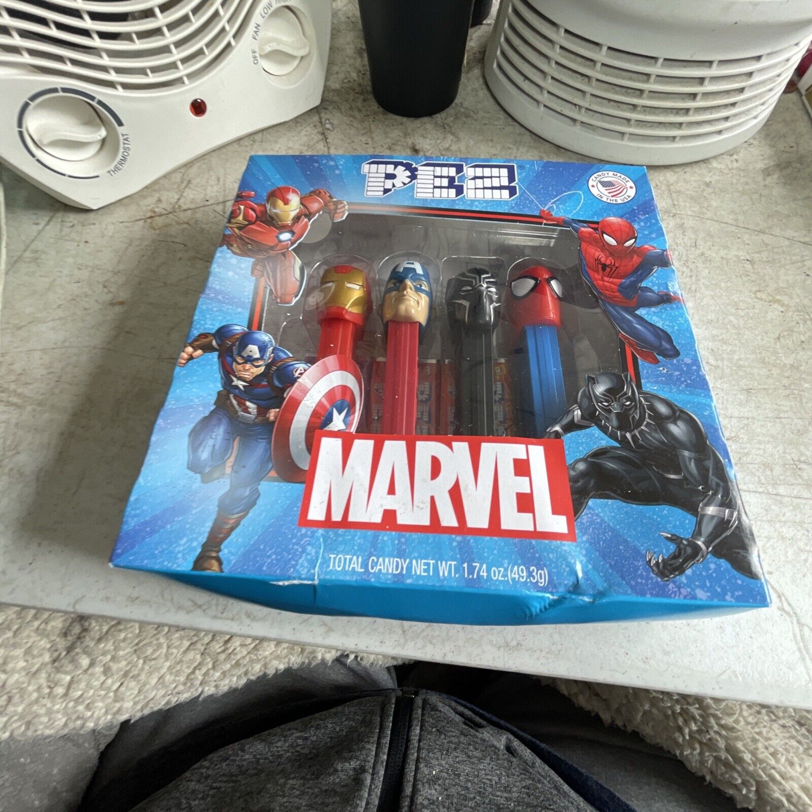 Retired PEZ Marvel Iron Man Spider Man Capt America Black Panther NEW set Of 4