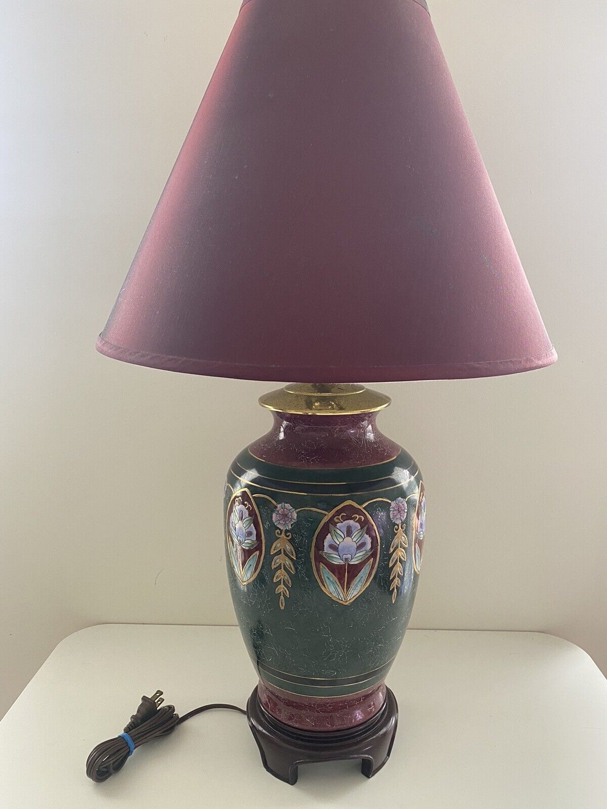 Vintage Reliance Lamp Co Hand Painted Porcelain Ginger Jar Table Lamp 28\