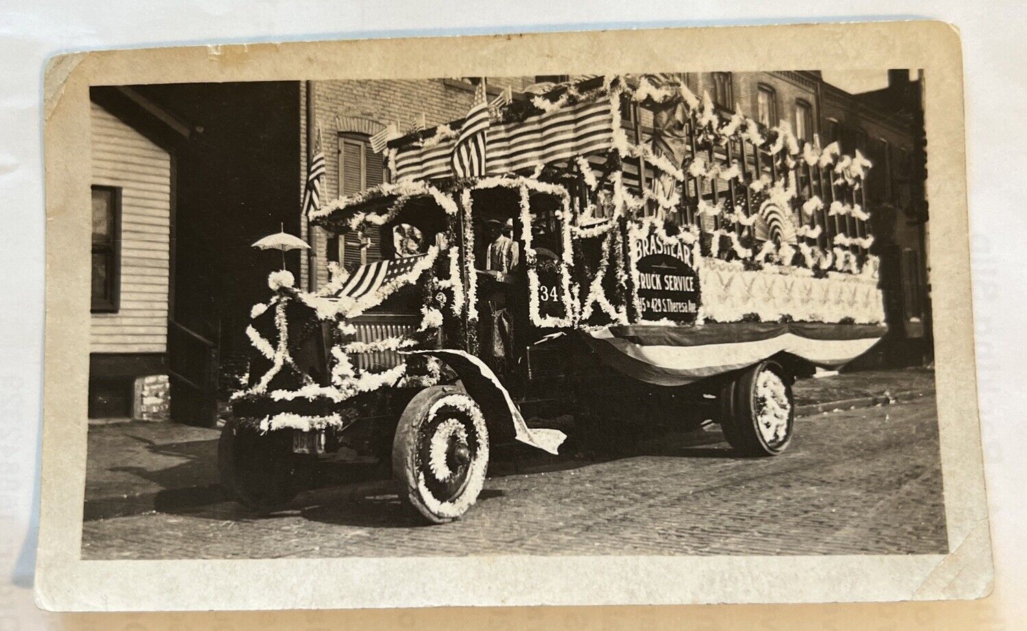 1920s 4th Of July Parade Float Brashear Truck Service Theresa Ave St Louis Mo