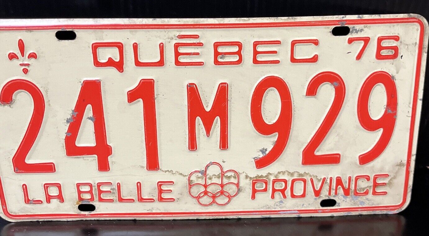Vintage CANADA 1976 QUEBEC LICENSE PLATE MONTREAL OLYMPICS 241-929