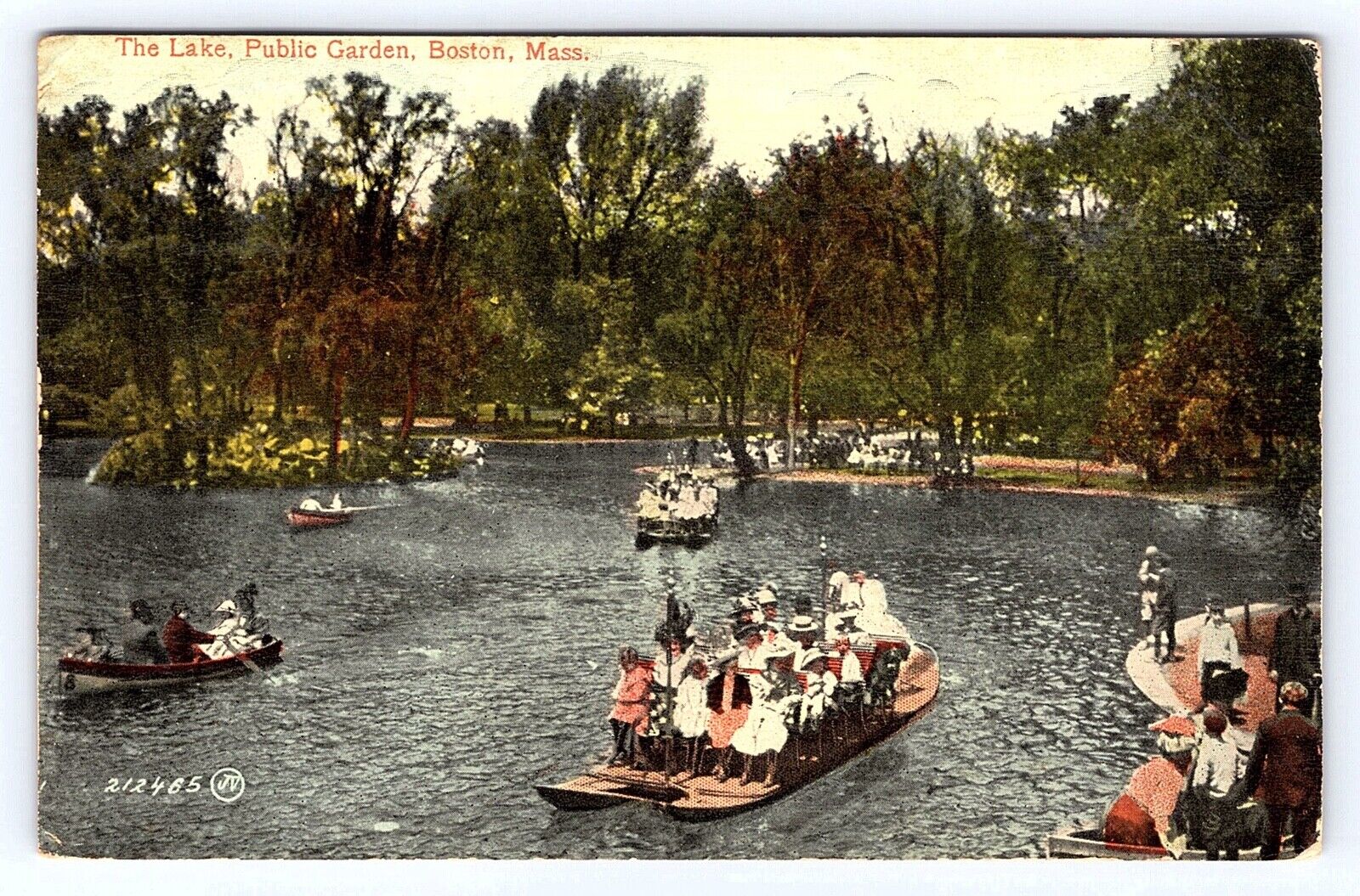 Vintage Postcard Massachusetts, The Lake, Public Garden , Boston, MA. c1914