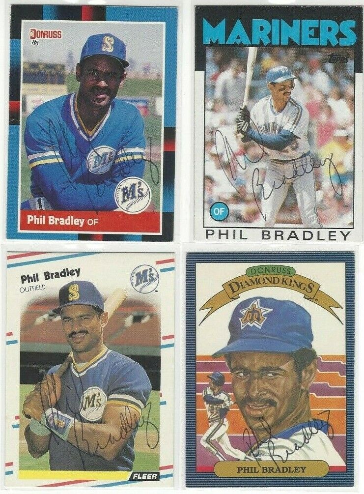  1986 Donruss #22 Phil Bradley DK Signed Baseball Card Seattle Mariners 