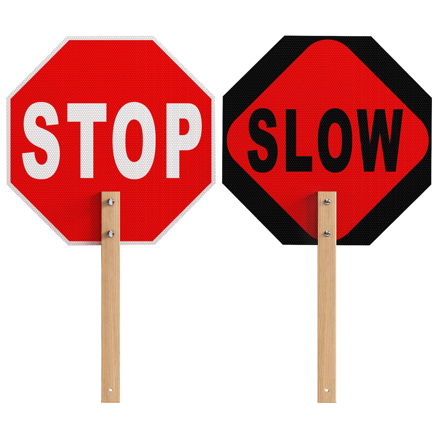 Stop Slow Sign 13X13 Engineer Grade Reflective Aluminum Sign with 14 Inches Grip