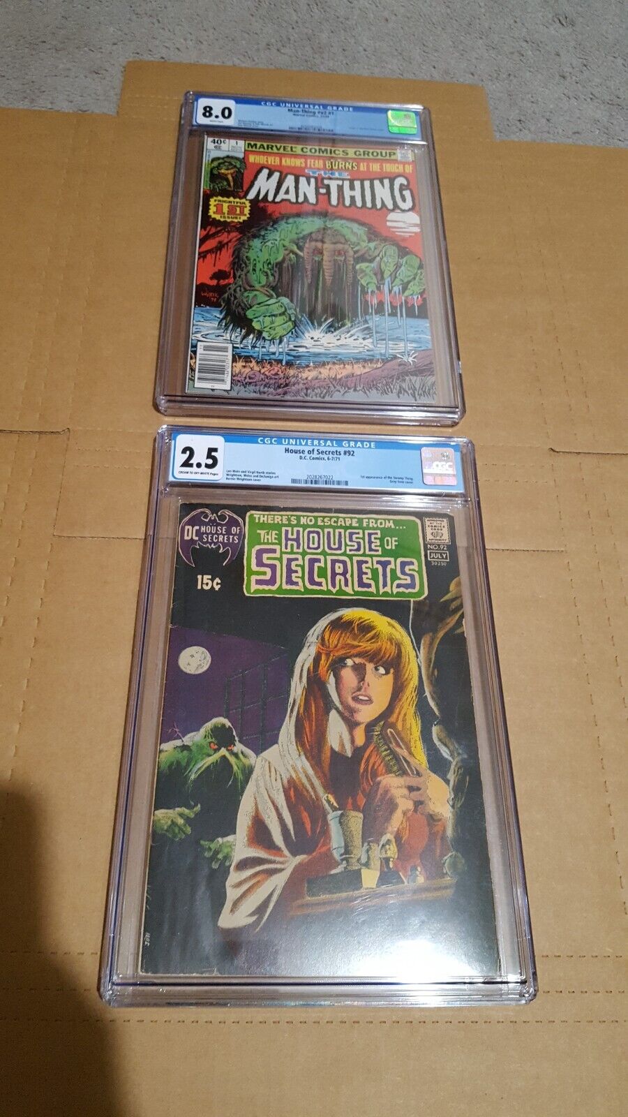 THE HOUSE OF SECRETS #92 CGC 2.5 C/O-W THE MAN-THING #V2 #1 CGC 8.0 WHITE PAGES