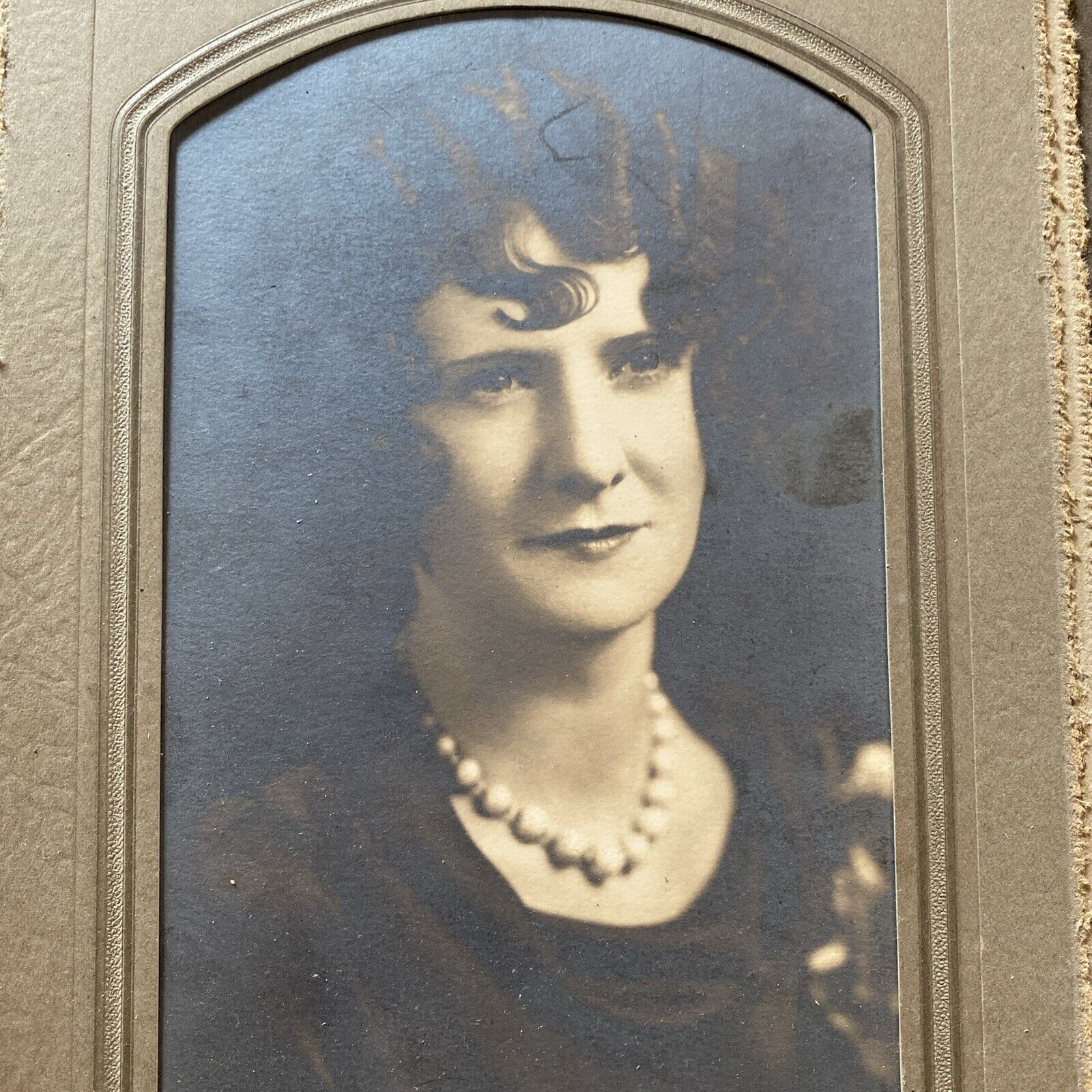 Vintage 1920s Photograph Portrait Of Woman With Pearls Kansas