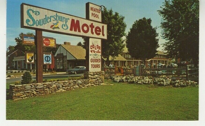 PA Postcard Soudersburg Motel & Motor Lodge View From Street - Rt 30 c1960 vtg A