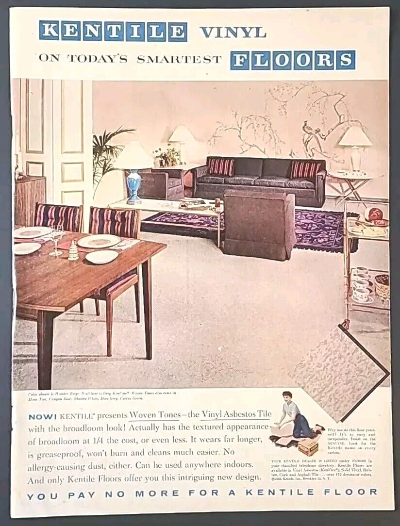1958 Kentile Floors You Pay No More For A Kentile Floor Vintage 1950\'s Print Ad