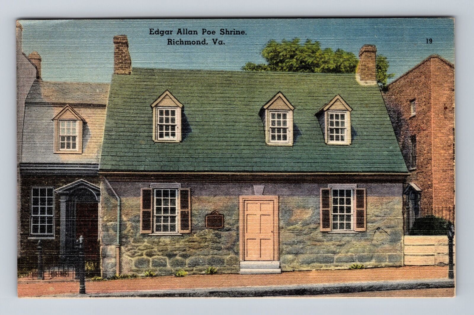 Richmond VA-Virginia, Edgar Allan Poe Shrine, Antique Vintage Postcard