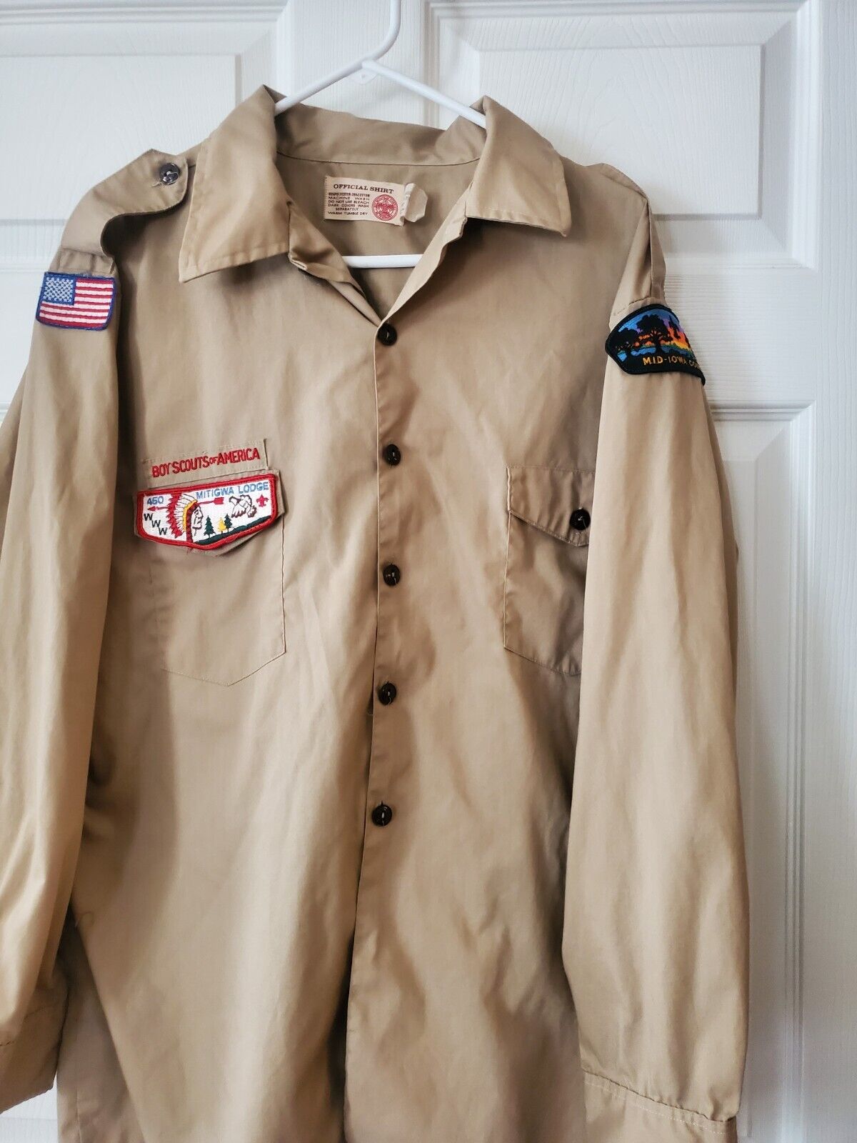 Vintage Boy Scouts BSA  Official Shirt Long Sleeve Xl Patch Badges