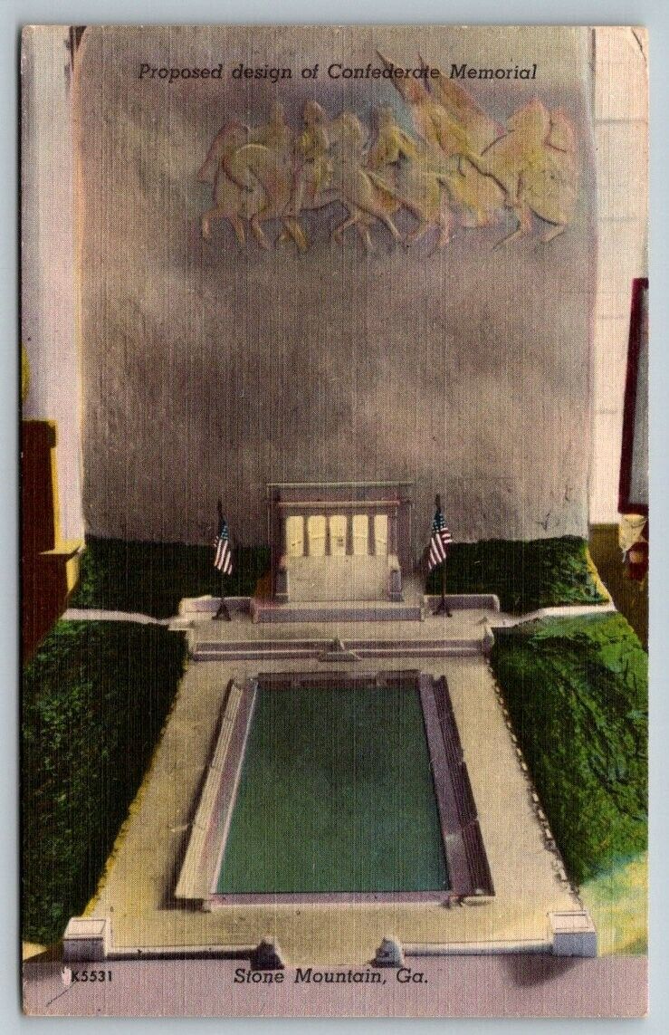 Stone Mountain  Georgia  Proposed Design of Confederate Memorial   Postcard