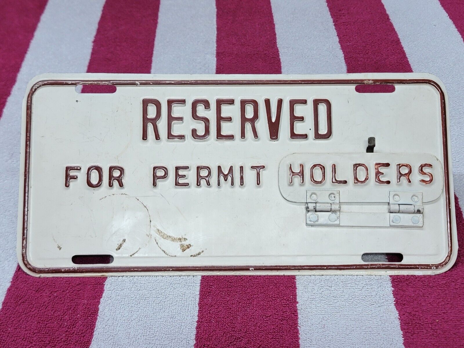 Vintage Steel Reserved For Permit Holders License Plate