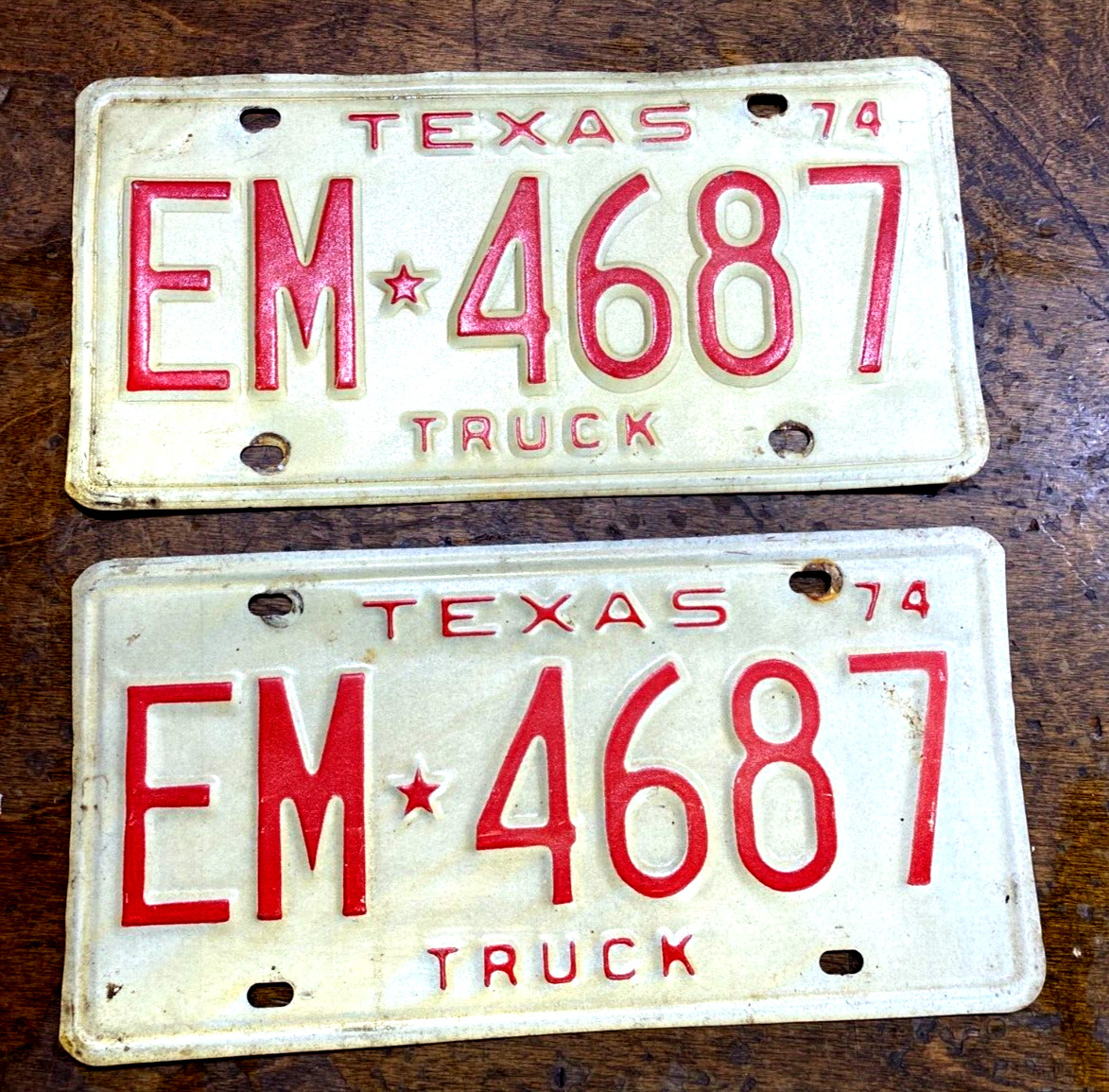 Vintage Pair 1974 Texas TRUCK Auto License Plate  Ford Chevrolet Mopar Tags