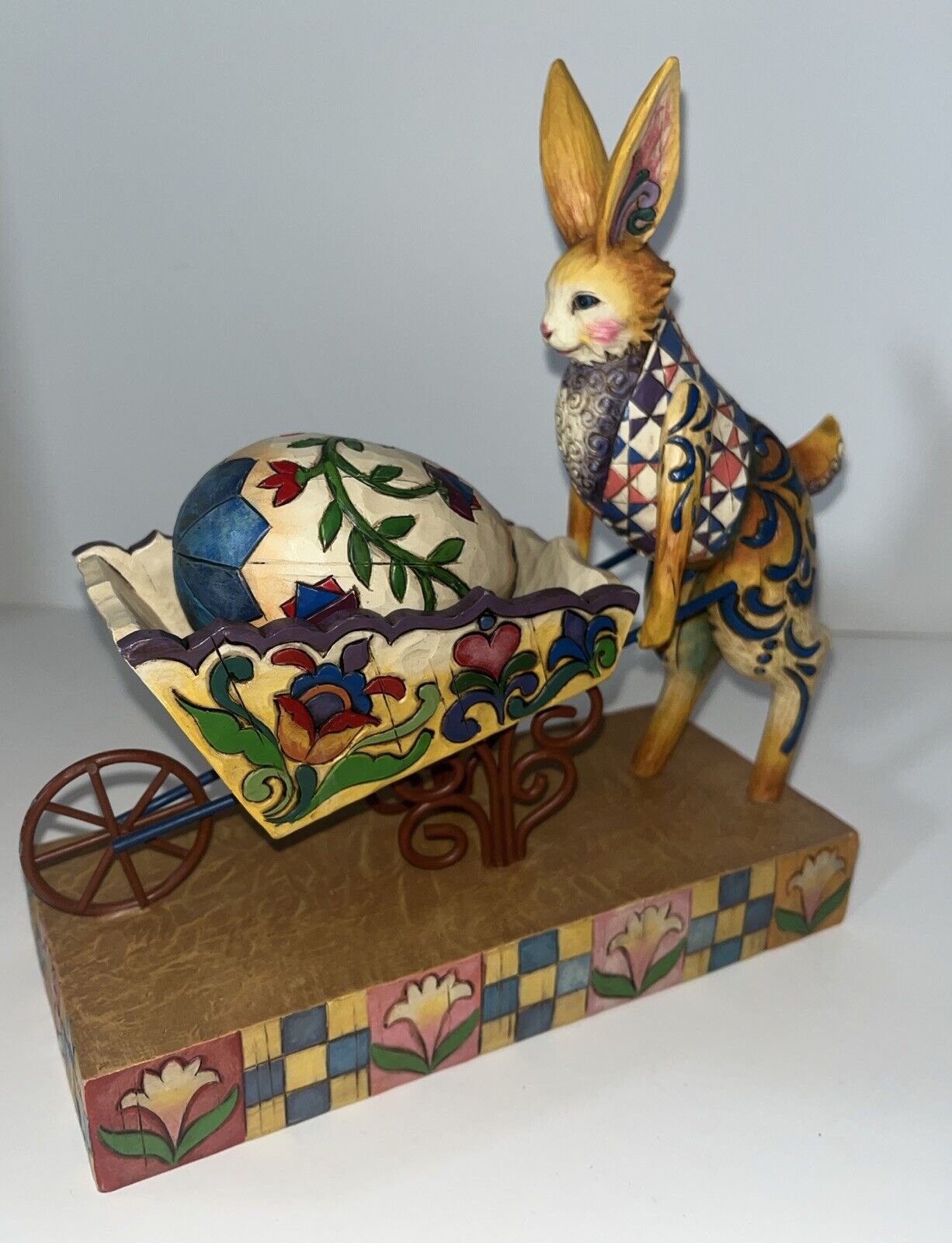 Jim Shore A BUNNY\'S WORK IS NEVER DONE Stone Resin Easter Rabbit Wagon Easter