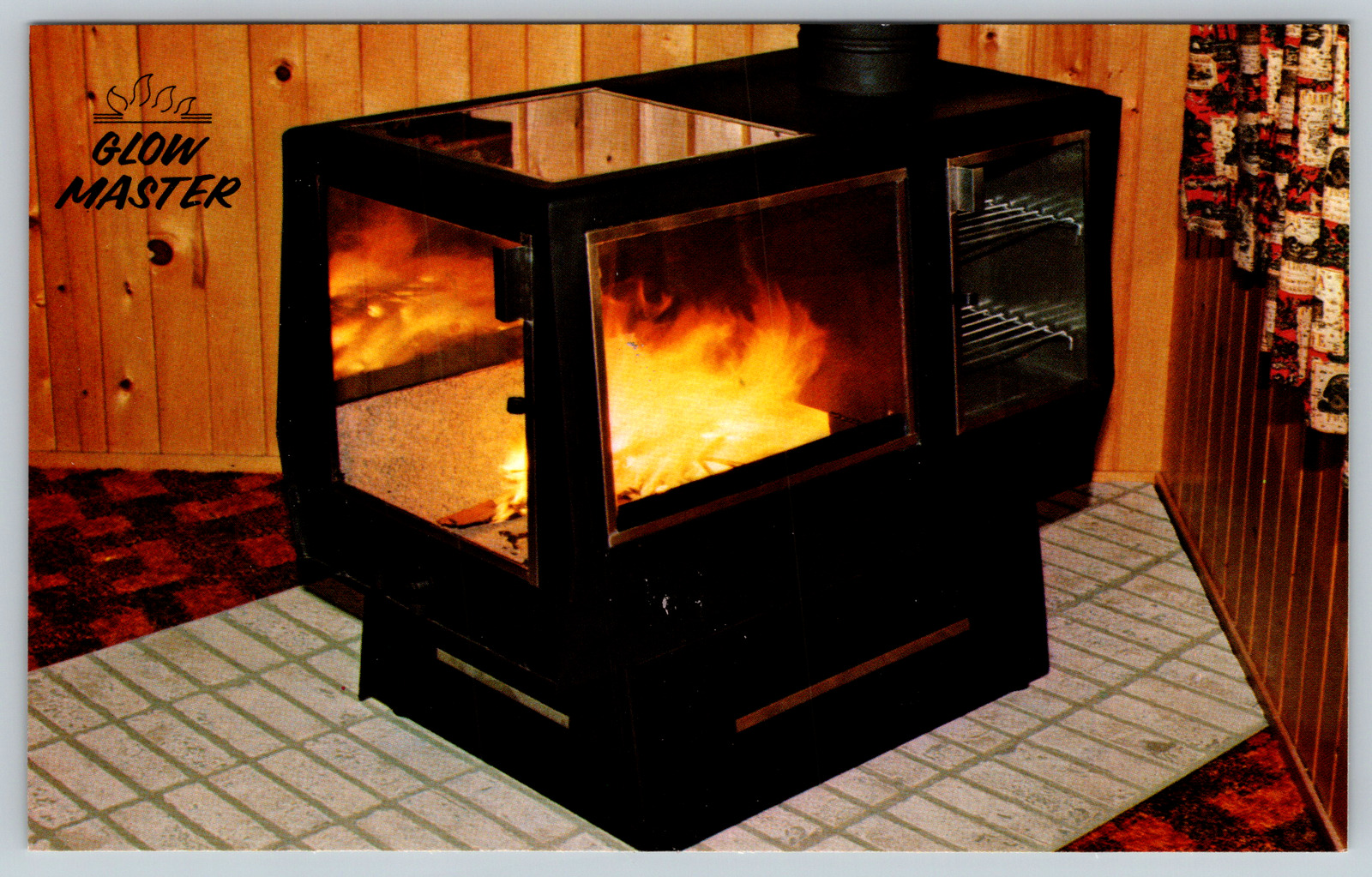 c1960s Glowmaster Glass Fireplace Armstrong Iowa Rubber Vintage Postcard