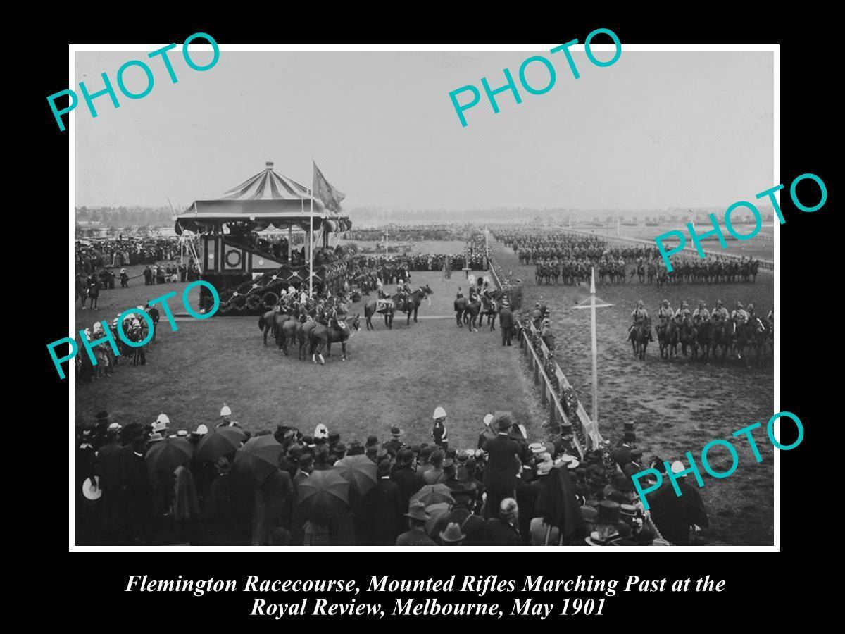 OLD LARGE HISTORICAL PHOTO OF FLEMINGTON RACE COURSE  ROYAL REVIEW MARCH 1901